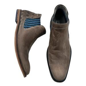 Steve Madden Gray & Blue Leather Kingston Chelsea Ankle Boots Size 10